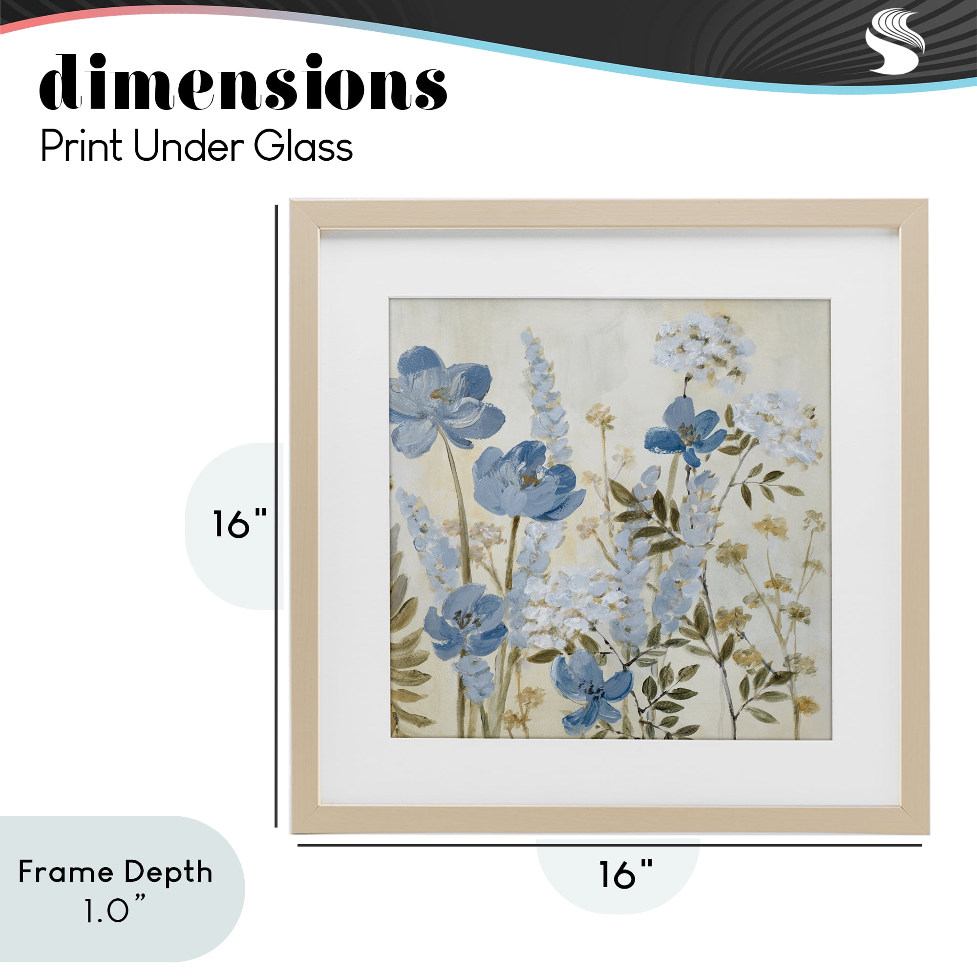 Stupell Industries Peace In The Blue Garden Birch Framed Print Under Glass, design by Lanie Loreth