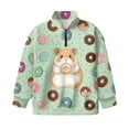 thumbnail image 5 of Xoenoiee Green Guinea Pig Donut Print Girls Fall Sweatshirt Casual Half Zip Pullover Loose Long Sleeve Tops Lightweight Tunic Tops, Size 7-8 Years, 5 of 7