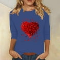 thumbnail image 2 of Valentines Day 3/4 Sleeve T Shirts Women Cute Heart Tee Blouses Holiday Casual Crewneck Basic Tops, 2 of 4