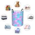 thumbnail image 4 of Balery Purple Dragon Scales Cesta de ropa redonda con asas, impermeable, independiente, para ropa, juguetes, dormitorio y familia-Medium, 4 of 6