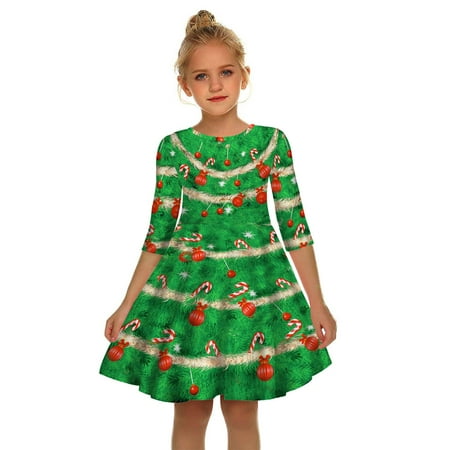 

Rovga Dresses For Girls Toddler Baby Kids Girls Christmas Print Party Dress Princess Dresses Clothes Casual Clothing