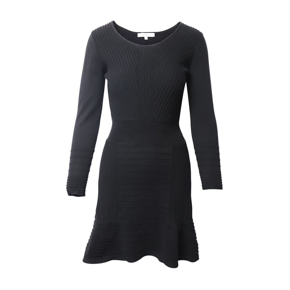 Pre-Owned Sandro Paris Fluted Knit Dress in Black Cotton