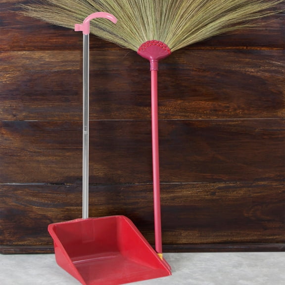 Supvox Floor Dustpan with Handle, 19mm Thick Stainless Steel Construction and Easy Splicing for Cleaning Tool