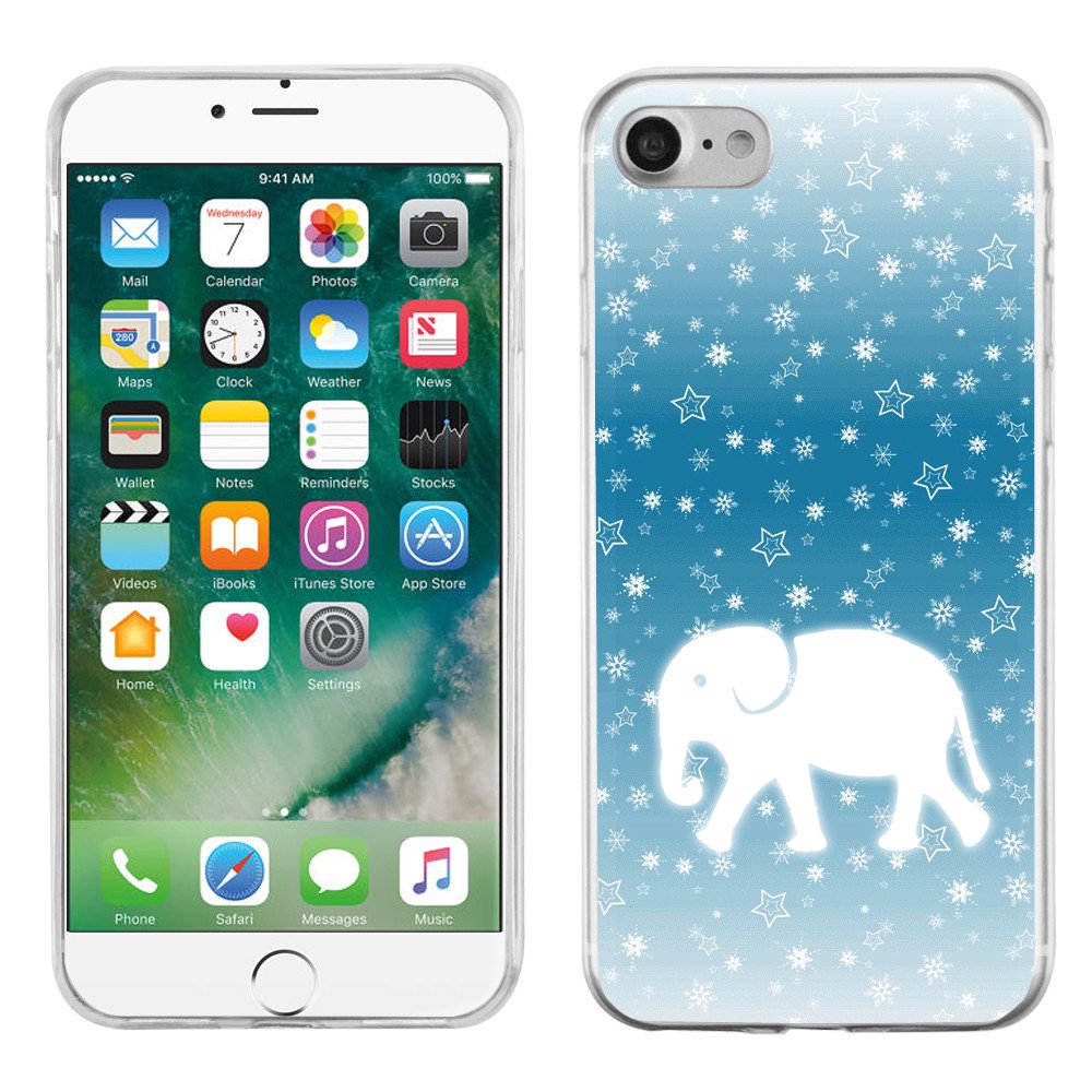 Slim-Fit Case for Apple iPhone 8, OneToughShield ® Premium TPU Gel Phone Case - Snowflake/Elephant