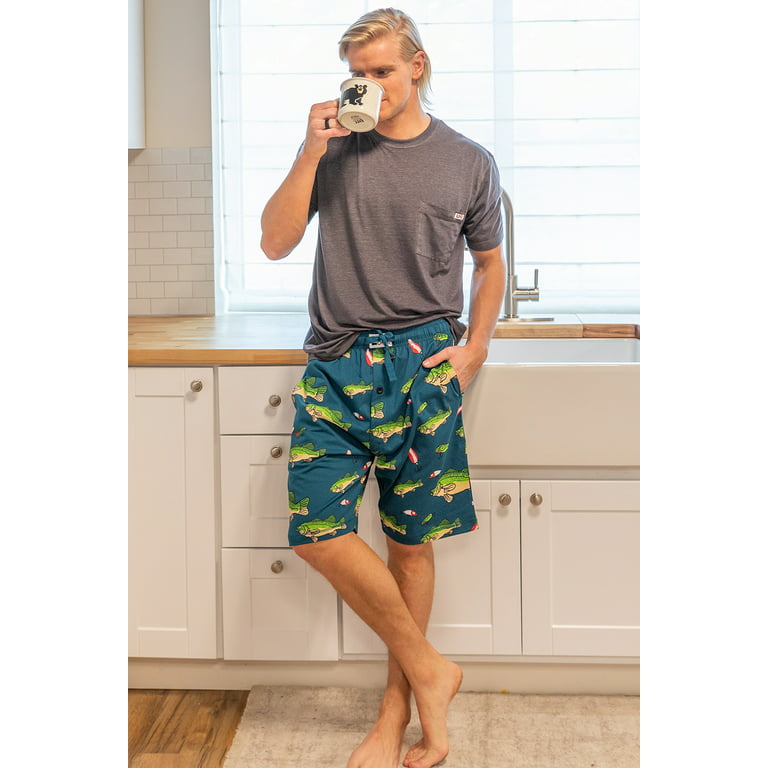 LazyOne Pajama Shorts for Men, Bass, Cotton Sleepwear, X-small