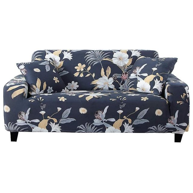 Funda de sofá estampada, fundas de cofa elásticas, fundas de sofá universales para sillón, protector de muebles de 2 plazas (negro) Afortunado Sencillez