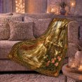 thumbnail image 6 of Golden Haired Maiden in Enchanted Garden, Vintage Medieval Cottage Scene with Flowers for Fantasy Readers, Birthday Gift, Soft Flannel Blanket for Bedroom, Storybook Home Decor, 6 of 9
