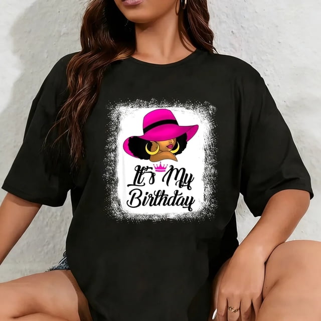 Playera para Mujer 100% Algodón "Afro Queen" Cumpleaños Afroamericana