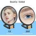 thumbnail image 3 of 30x Magnifying Mirror, Travel Hand Mirrors with Handle - Double Side Handheld Mirror with 1X 30X Magnification & Adjustable Handle/Stand, Hand Held Foldable Travel Mirror for Makeup(Black), 3 of 6