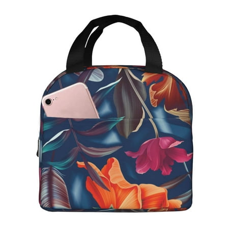 Insulated Lunch Bag for Women Men - Tropical Flower Leakproof Cooler Lunch Box for Women Men  Lunch Tote Bags for Work School Picnic Travel