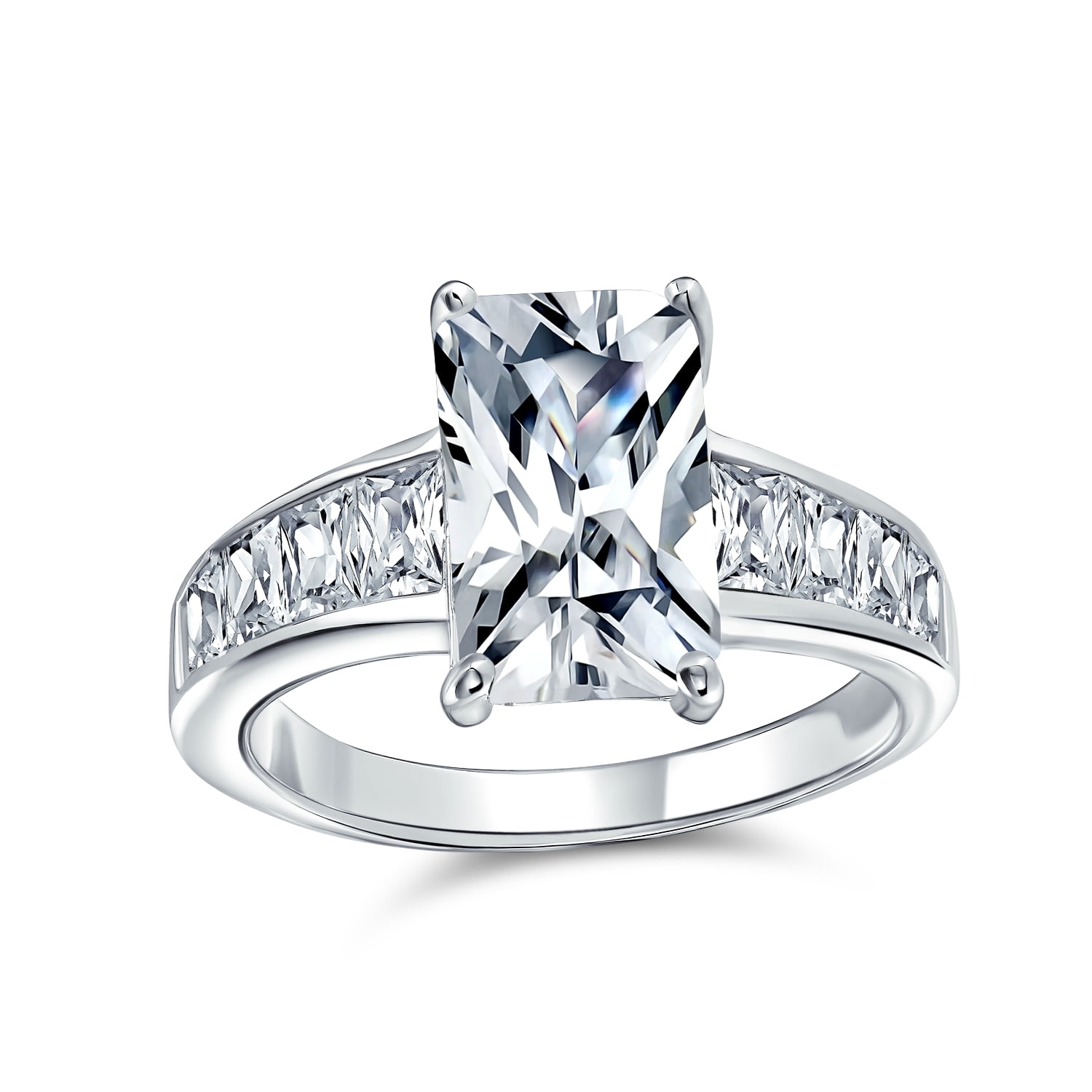 4CT Asscher Cut AAA CZ Solitaire Engagement Ring .925 Sterling Silver 