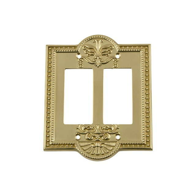 Nostalgic Warehouse 720074 Meadows Switch Plate with Double Rocker, Unlacquered Brass