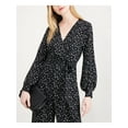 thumbnail image 2 of MAISON JULES $90 Womens New 1045 Black Printed V Neck Wide Leg Jumpsuit 0 B+B, 2 of 4