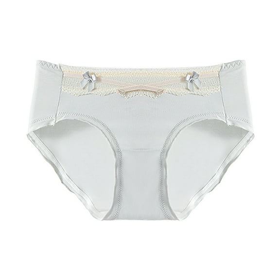 Rohuuque Cotton Underwear for Women Bow Ribbon Hipster Panties Regular Cotton Soft Breathable Bikini Briefs Hipsters Gray