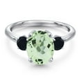 thumbnail image 3 of Gem Stone King 2.84 Ct Oval Green Prasiolite Black Onyx 925 Sterling Silver Ring, 3 of 6