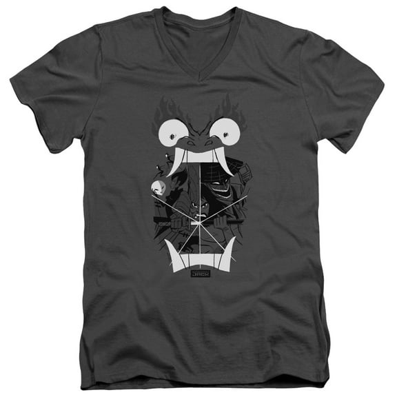 Samurai Jack Divisive S/S Adult V-Neck 30/1 T-Shirt Charcoal
