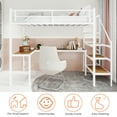 thumbnail image 3 of White Twin Loft Bed with L-Shaped Desk & Stairs, Large Iron Storage Frame, 77.5" Space-Saving Design for Bedroom, Study, Home Office, 3 of 6