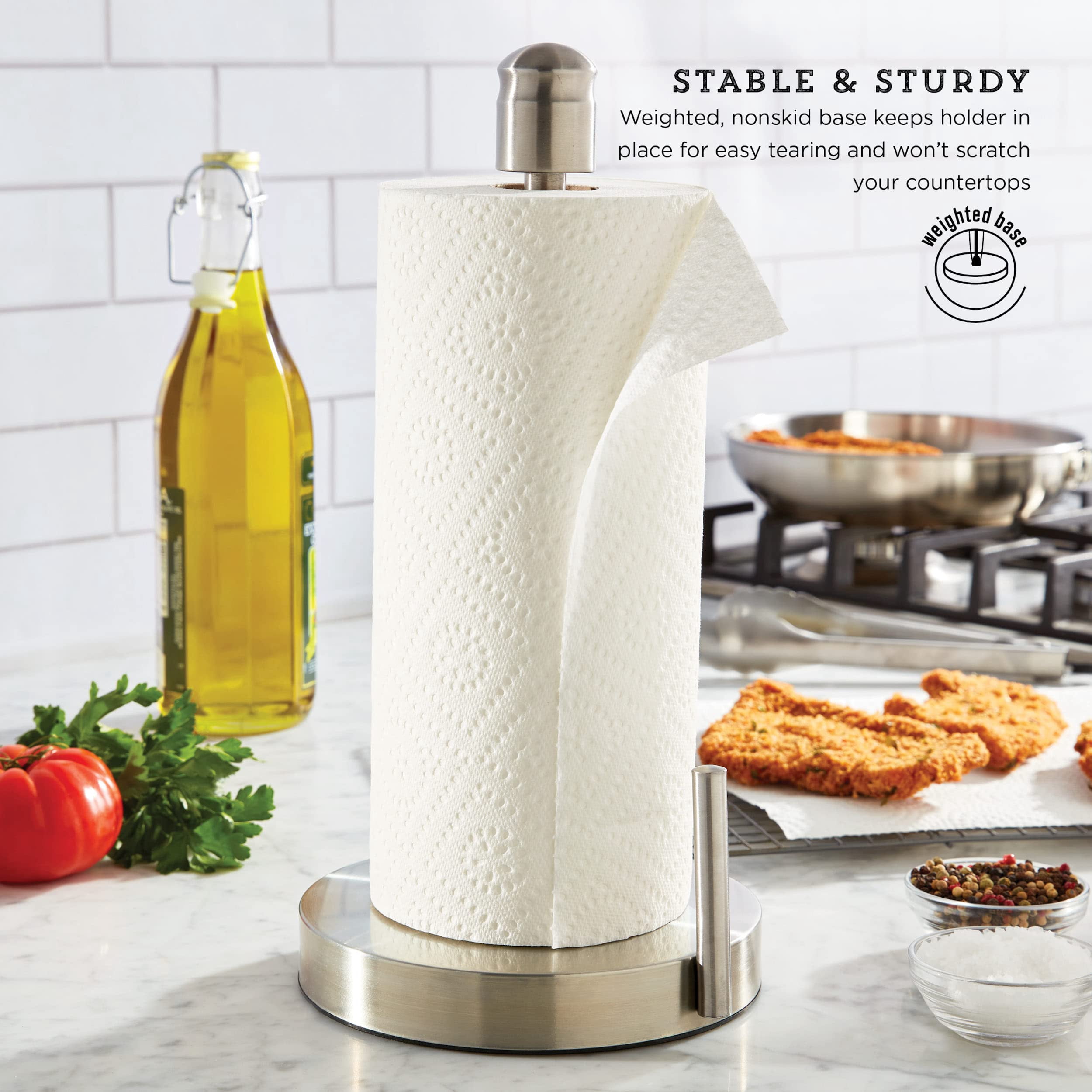Perfect Tear Paper Towel Holder  13-inch Silver