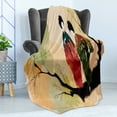 thumbnail image 4 of Korean Soft Flannel Fleece Blanket, Women in Traditional Clothes Standing on a Tree Branch Watercolor Style, Cozy Plush for Indoor and Outdoor Use, 50" x 60", Pale Peach Multicolor, by Ambesonne, 4 of 5