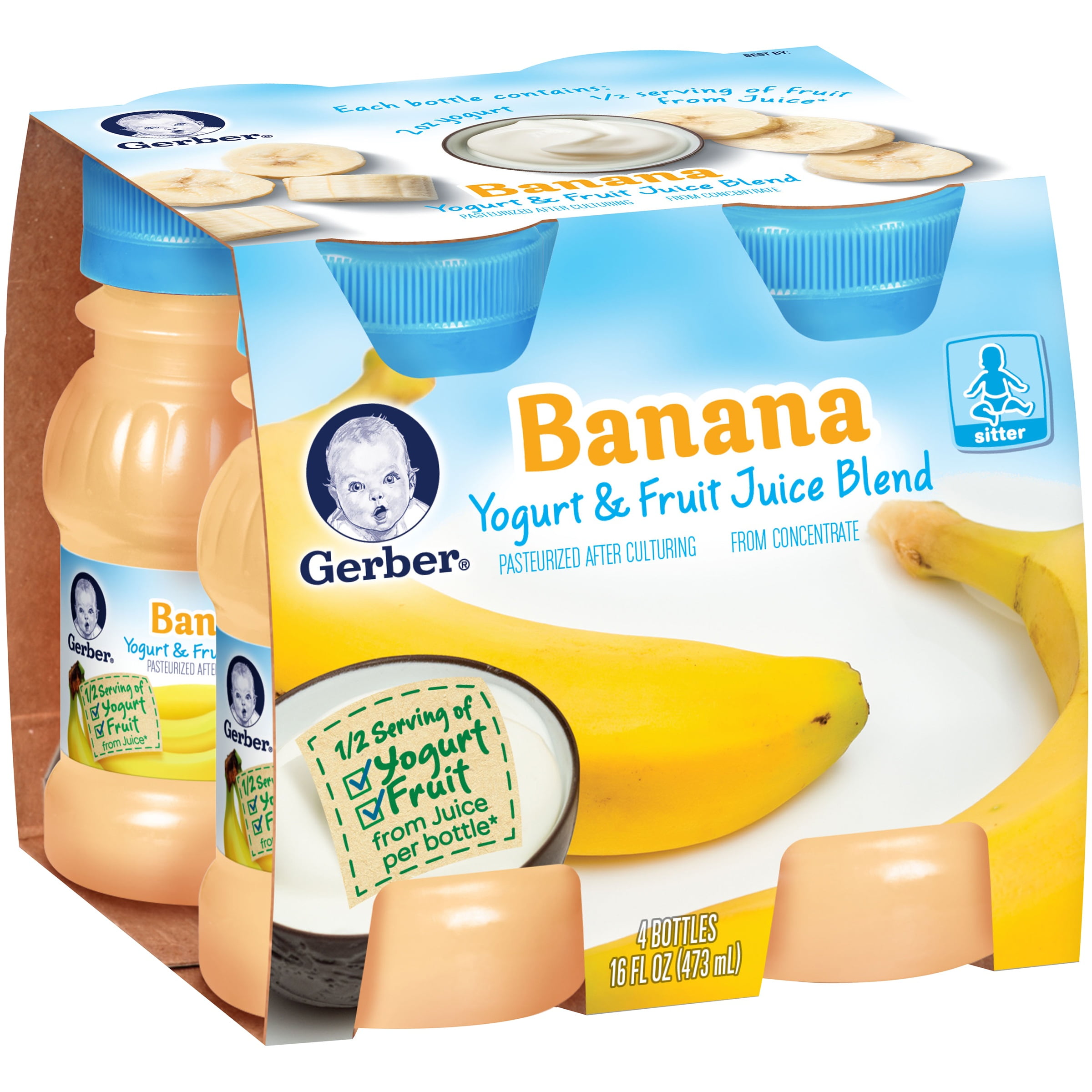 Gerber Banana Yogurt & Fruit Juice Blend, 4 fl oz, 4 count Walmart
