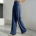 thumbnail image 4 of Ninixx Womens High Waist Pinstripe Dress Pants Straight Leg Pleated Front Trousers with Pockets for Work, 4 of 9
