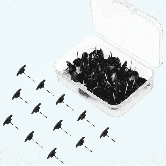 100 PCS Black Plastic Push Pins, Thumb Tacks for Wall, Wall Pins for Hanging, Standard Plastic Head and Steel Point Push Pins for Cork Board