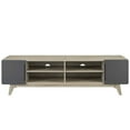 thumbnail image 3 of Modway Tread 70" Modern Wood TV Stand for TV up to 76" in Natural/Gray, 3 of 7