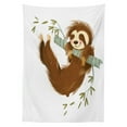 thumbnail image 3 of Ambesonne Sloth Tablecloth Rectangular Table Cover, Cheerful Animal on Tree, 60"x84", Brown Khaki Grey, 3 of 4