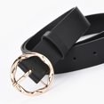 thumbnail image 3 of SWSMCLT Women's Faux Leather Belt For Dress Wide Metal Buckle Fashion PU Belt Metal Spring Black One Size, 3 of 5