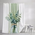 thumbnail image 3 of Sage Green Eucalyptus Leaves Shower Curtains for Bathroom, Farmhouse Stripe Botanical Waterproof Fabric Shower Curtain, Decorative Bathroom Curtain for Bathtub, 72"x84" , No Hooks Included, 3 of 9