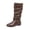 Brown, variant on EKVAHL Women's Knee High Slouch Boots, Pull‑On Faux Leather Tall Dress Boots, Round Toe Flat Heel Party Casual Boots Brown