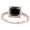 Rose Gold, variant on Victorian Halo Style Square Shaped Pave Set Round Diamond Engagement Ring w/a 1 Carat Princess Cut Black Diamond Heirloom Quality 14K White Gold 1.3 Carat Size: 7