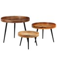 thumbnail image 1 of vidaXL Table Set 3 Pieces Solid Mango Wood and Steel, 1 of 5