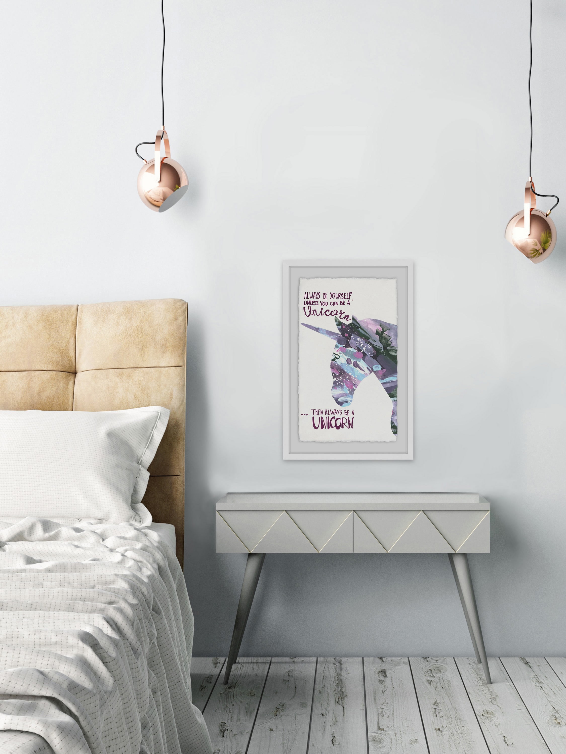Paint Brush Unicorn Framed Painting Print