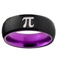 thumbnail image 2 of Pi Symbol 8MM Dome Black And Purple Tungsten Carbide Ring, 2 of 2