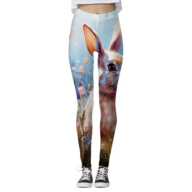 MKLEKYY Leggings deportivos push up para mujer, leggings de entrenamiento a la moda para mujer, pantalones con estampado de Pascua y bloques de color, leggings suaves y elásticos