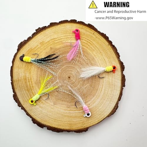 20Pcs Crappie Jigs Heads Crappie Jig with Feather 1/8oz Jig Heads Kit for Crappie Bass Trout Walleye(1/8 Oz 20pcs)