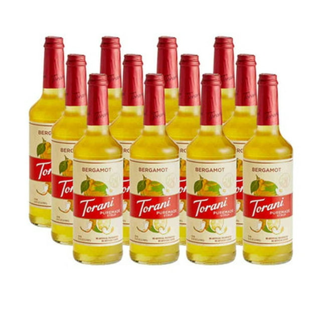 Torani Puremade Sirop de Bergamote – Zeste d'Agrumes Insaisissable et Notes Botaniques Élégantes d'Earl Grey, Bouteille en Verre de 750 ml (25,36 oz) – Emballage en Vrac Professionnel 12/caisse