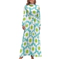thumbnail image 1 of Vestido largo con flores pop de los años 60, vestido de invitada de boda 2024, vestido elegante y chic para mujer, vestidos de verano 2024 de manga larga para mujer, 1 of 4