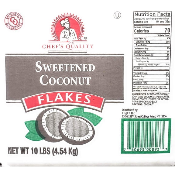 Chef’s Quality Coconut Flakes | Kosher | 10 lbs