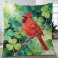 thumbnail image 4 of Happy Red Cardinal Welcome St Patrick's Day Lucky Shamrocks Clover Quilt Blanket Wild Birds Lover Cozy Comforter Throw Blanket - 22001, 4 of 5