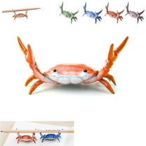 Desk Crab Pen Holder, Funny Weightlifting Crabs Shaped Spoon Holders, Mini Tiny Animal Pencil Rest, Realistic Creative Penholders Storage Accessories, Bracket Gift(Red)