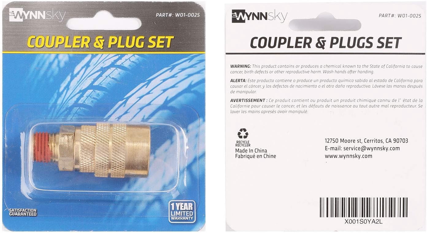 MKEUDQ-Industrial Air Coupler, 1/4 Inch Body Size, 1/4 Inch NPT Male Threads Size, Brass Air Compressor Hose Fitting