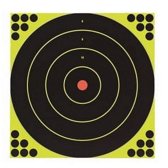 Birchwood Casey Shoot-N-C 12 Inch Bullseye Targets - 5 Count Pack With 120 Pasters, Black / Red / Yellow
