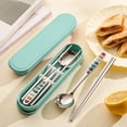 thumbnail image 5 of Leodye 1PCS Stainless Steel Portable Cutlery Set Spoon fork Chopsticks with Case Design Camping office Student Meal Utensil Accessory -8.66*2.16in, 5 of 6