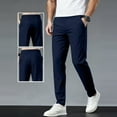 thumbnail image 2 of Turilly Mens Solid Color With Elastic Waist Casual Straight Leg Trousers Pockets Full Length Pants, 2 of 6