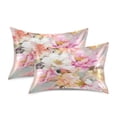 thumbnail image 2 of Haosy Satin Pillowcase for Hair and Skin Standard Cooling Silk Pillow Case with Envelope Closure Abstract Watercolor Flower 20"x26", 2 of 9