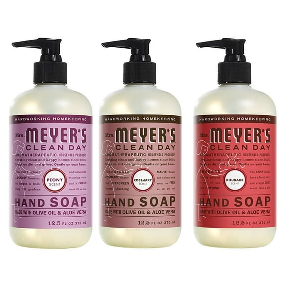 Liquid Hand Soap, 1 Pack Peony, 1 Pack Rosemary, 1 Pack Rhubarb, 12.5 OZ each