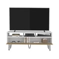 thumbnail image 3 of JERFIT Modern TV Stand with Drawers, Minimalist Entertainment Center with Open Shelves for Living Room, White and Macadamia Engineered Wood Console Table, 3 of 7