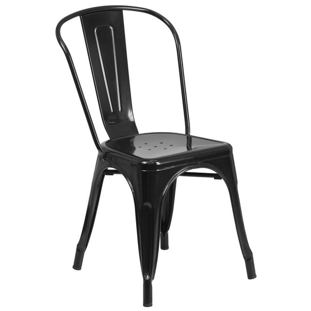 Chaise empilable pour l'intérieur et l'extérieur en métal noir